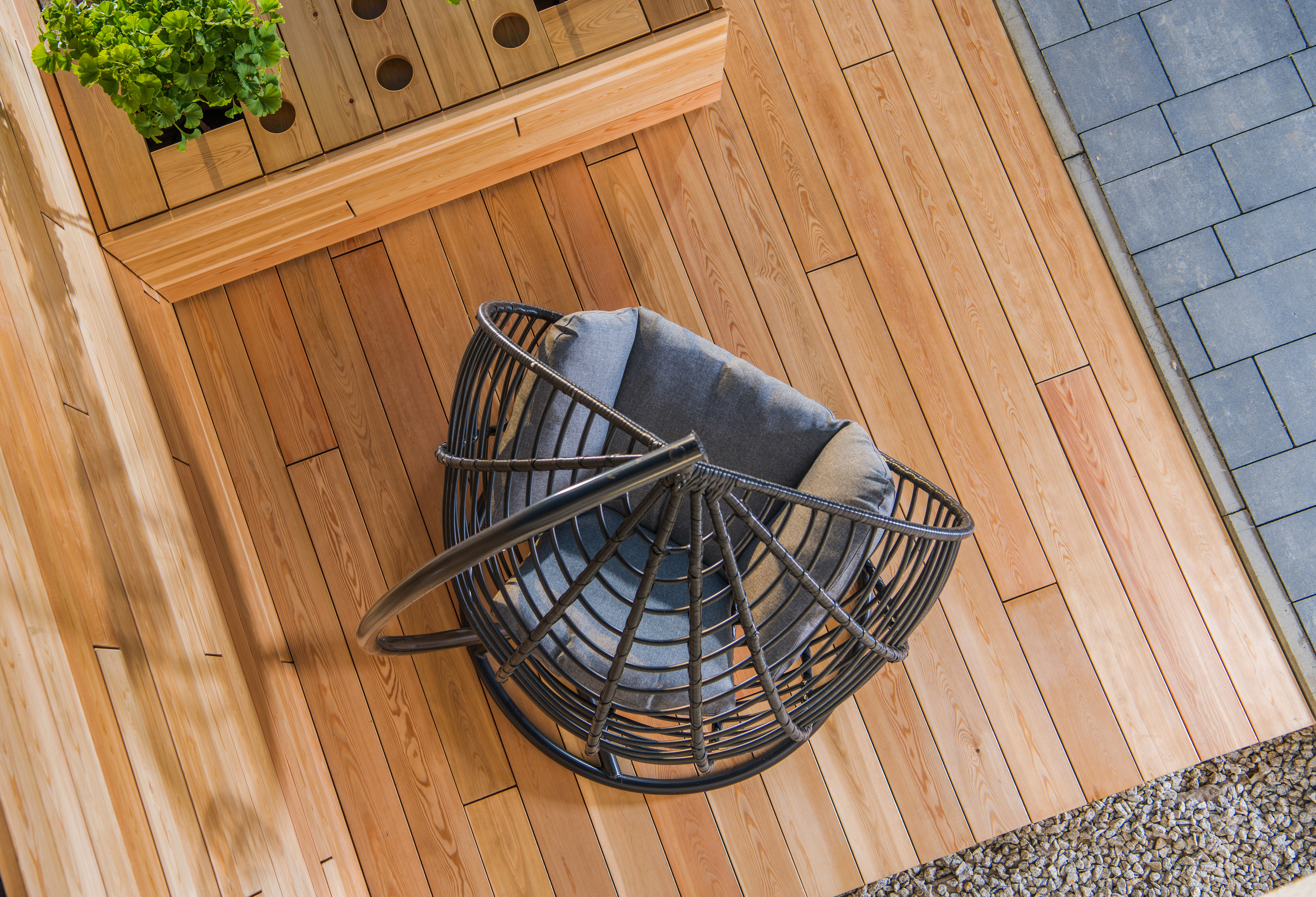 Modern Cedar Deck Aerial
